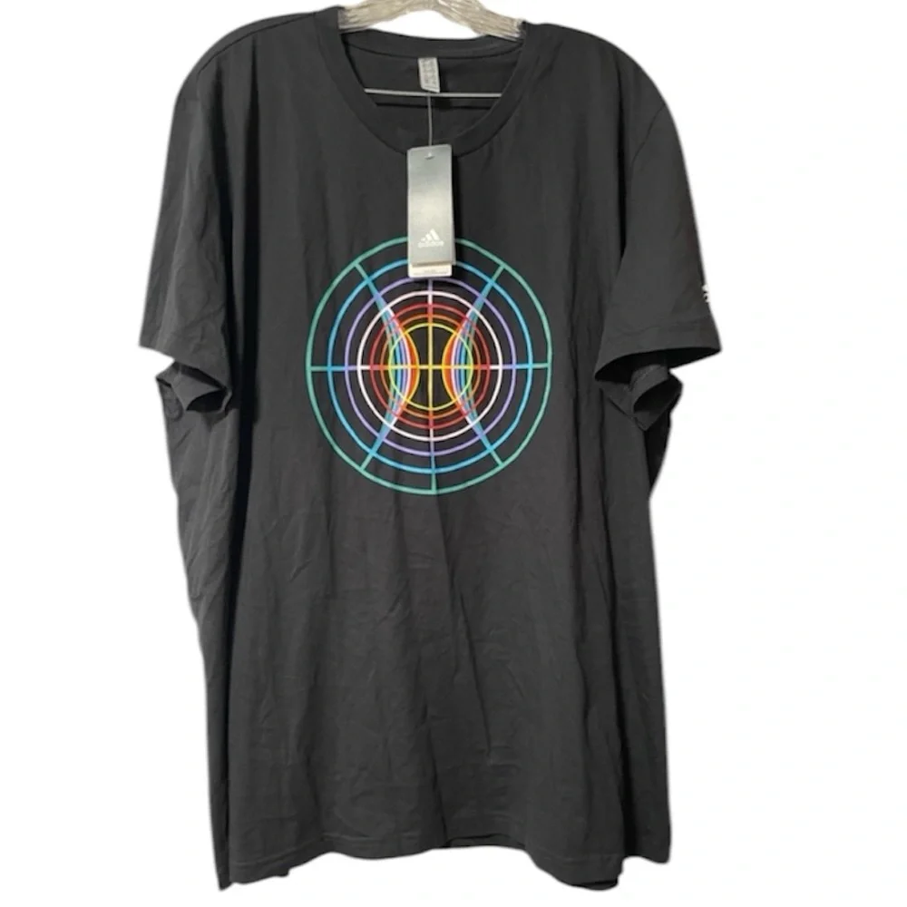 NWT: ADIDAS Short Sleeve Basketball Multi-Color T-shirt Size XXL